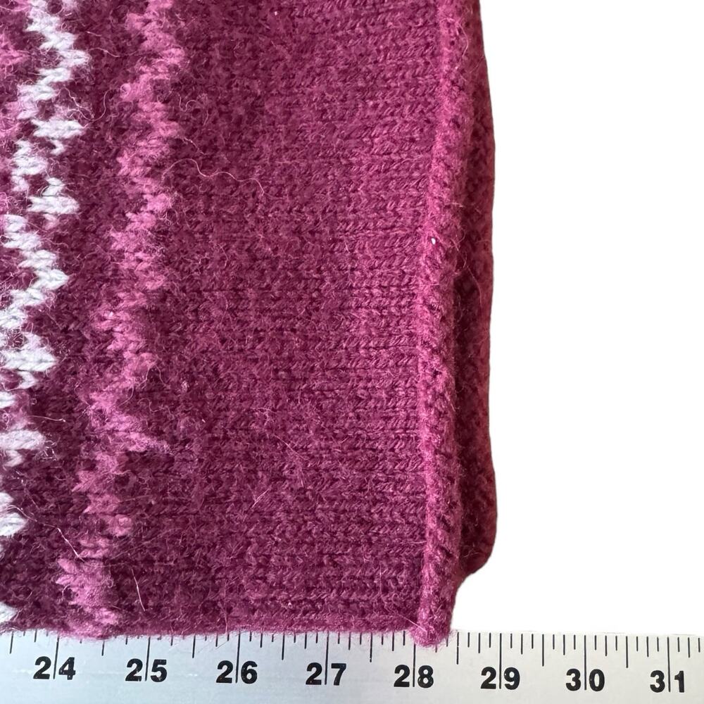Women's Burgundy and White Patterned Sweater - Picture 6 of 9